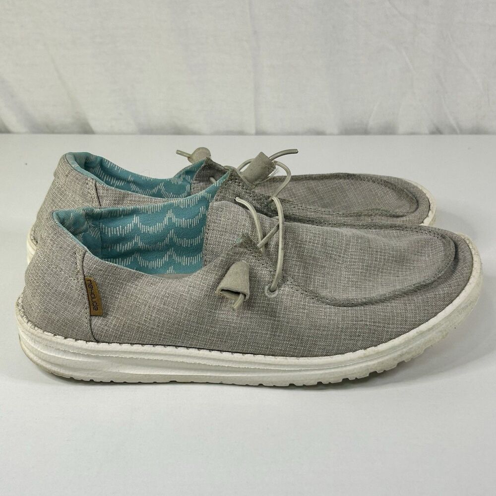 Hey Dude Wendy Chambray Beige Women’s Slip On Shoes Size 9